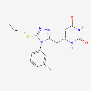 6-((5-(propylthio)-4-(m-tolyl)-4H-1,2,4-triazol-3-yl)methyl)pyrimidine-2,4(1H,3H)-dione