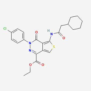 molecular formula C23H24ClN3O4S B2619291 Ethyl 3-(4-chlorophenyl)-5-(2-cyclohexylacetamido)-4-oxo-3,4-dihydrothieno[3,4-d]pyridazine-1-carboxylate CAS No. 851950-10-2