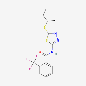molecular formula C14H14F3N3OS2 B2619292 N-(5-(sec-butylthio)-1,3,4-thiadiazol-2-yl)-2-(trifluoromethyl)benzamide CAS No. 391875-45-9