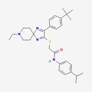 molecular formula C30H40N4OS B2619293 2-{[3-(4-tert-butylphenyl)-8-ethyl-1,4,8-triazaspiro[4.5]deca-1,3-dien-2-yl]thio}-N-(4-isopropylphenyl)acetamide CAS No. 1189994-35-1