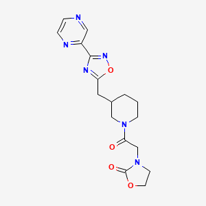 3-(2-Oxo-2-(3-((3-(pyrazin-2-yl)-1,2,4-oxadiazol-5-yl)methyl)piperidin-1-yl)ethyl)oxazolidin-2-one