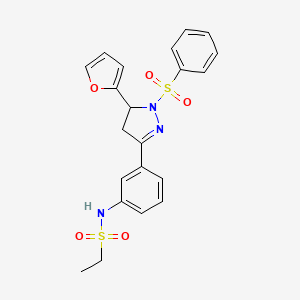 N-[3-[2-(benzenesulfonyl)-3-(furan-2-yl)-3,4-dihydropyrazol-5-yl]phenyl]ethanesulfonamide