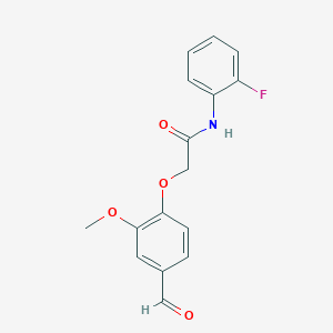 molecular formula C16H14FNO4 B2619306 N-(2-fluorophenyl)-2-(4-formyl-2-methoxyphenoxy)acetamide CAS No. 553639-11-5
