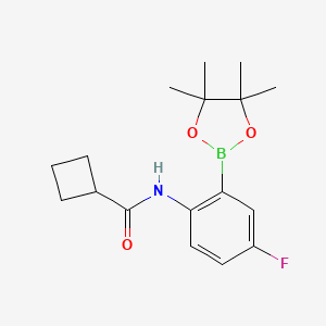 molecular formula C17H23BFNO3 B2619317 N-[4-fluoro-2-(tetramethyl-1,3,2-dioxaborolan-2-yl)phenyl]cyclobutanecarboxamide CAS No. 2246746-25-6
