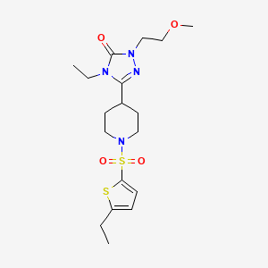 molecular formula C18H28N4O4S2 B2619319 4-ethyl-3-(1-((5-ethylthiophen-2-yl)sulfonyl)piperidin-4-yl)-1-(2-methoxyethyl)-1H-1,2,4-triazol-5(4H)-one CAS No. 1797588-69-2