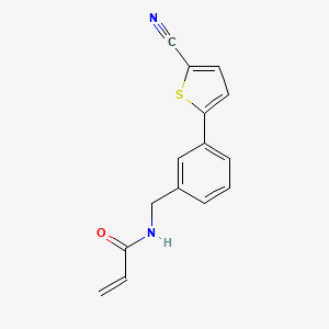 molecular formula C15H12N2OS B2619331 N-[[3-(5-Cyanothiophen-2-yl)phenyl]methyl]prop-2-enamide CAS No. 2411218-05-6