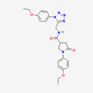 molecular formula C23H26N6O4 B2619332 1-(4-ethoxyphenyl)-N-((1-(4-ethoxyphenyl)-1H-tetrazol-5-yl)methyl)-5-oxopyrrolidine-3-carboxamide CAS No. 921073-53-2