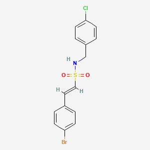 molecular formula C15H13BrClNO2S B2619335 (E)-2-(4-bromophenyl)-N-[(4-chlorophenyl)methyl]ethenesulfonamide CAS No. 339018-29-0