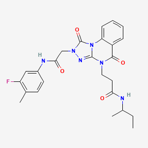 molecular formula C25H27FN6O4 B2619342 5-bromo-1-(cyclopropylcarbonyl)-N-ethyl-N-(3-methylphenyl)indoline-6-sulfonamide CAS No. 1243073-54-2