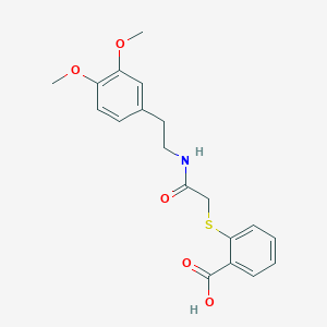 molecular formula C19H21NO5S B2619343 2-[({[2-(3,4-Dimethoxyphenyl)ethyl]carbamoyl}methyl)sulfanyl]benzoic acid CAS No. 850021-36-2