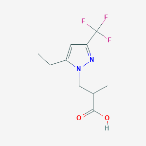 molecular formula C10H13F3N2O2 B2619372 3-[5-ethyl-3-(trifluoromethyl)-1H-pyrazol-1-yl]-2-methylpropanoic acid CAS No. 1855889-24-5