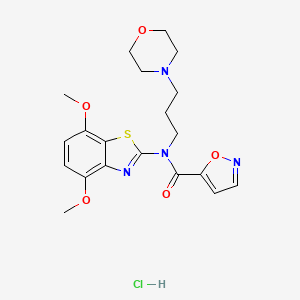molecular formula C20H25ClN4O5S B2619379 N-(4,7-dimethoxybenzo[d]thiazol-2-yl)-N-(3-morpholinopropyl)isoxazole-5-carboxamide hydrochloride CAS No. 1189981-23-4