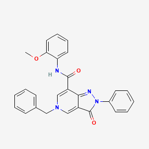 molecular formula C27H22N4O3 B2619396 5-benzyl-N-(2-methoxyphenyl)-3-oxo-2-phenyl-3,5-dihydro-2H-pyrazolo[4,3-c]pyridine-7-carboxamide CAS No. 921821-46-7