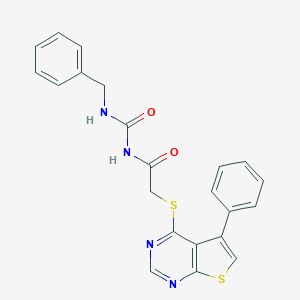 molecular formula C22H18N4O2S2 B261940 N-benzyl-N'-{[(5-phenylthieno[2,3-d]pyrimidin-4-yl)sulfanyl]acetyl}urea 