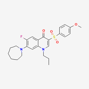molecular formula C25H29FN2O4S B2619408 7-(azepan-1-yl)-6-fluoro-3-((4-methoxyphenyl)sulfonyl)-1-propylquinolin-4(1H)-one CAS No. 892773-93-2