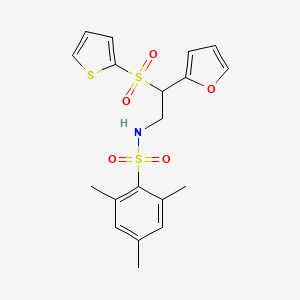 molecular formula C19H21NO5S3 B2619410 N-[2-(2-furyl)-2-(2-thienylsulfonyl)ethyl]-2,4,6-trimethylbenzenesulfonamide CAS No. 877816-99-4