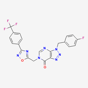 molecular formula C21H13F4N7O2 B2619417 3-(4-fluorobenzyl)-6-((3-(4-(trifluoromethyl)phenyl)-1,2,4-oxadiazol-5-yl)methyl)-3H-[1,2,3]triazolo[4,5-d]pyrimidin-7(6H)-one CAS No. 1207058-24-9