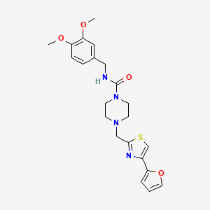 molecular formula C22H26N4O4S B2619420 N-(3,4-dimethoxybenzyl)-4-((4-(furan-2-yl)thiazol-2-yl)methyl)piperazine-1-carboxamide CAS No. 1173066-12-0
