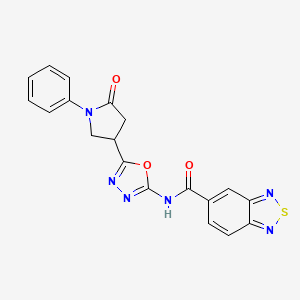 molecular formula C19H14N6O3S B2619426 N-(5-(5-oxo-1-phenylpyrrolidin-3-yl)-1,3,4-oxadiazol-2-yl)benzo[c][1,2,5]thiadiazole-5-carboxamide CAS No. 1334375-14-2