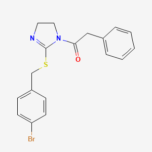 molecular formula C18H17BrN2OS B2619429 1-(2-{[(4-bromophenyl)methyl]sulfanyl}-4,5-dihydro-1H-imidazol-1-yl)-2-phenylethan-1-one CAS No. 851800-75-4