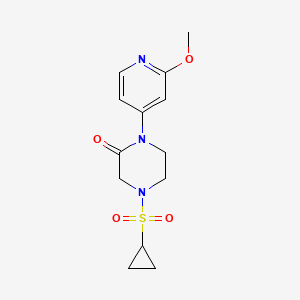 molecular formula C13H17N3O4S B2619431 4-Cyclopropylsulfonyl-1-(2-methoxypyridin-4-yl)piperazin-2-one CAS No. 2380141-78-4