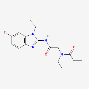 molecular formula C16H19FN4O2 B2619438 N-Ethyl-N-[2-[(1-ethyl-6-fluorobenzimidazol-2-yl)amino]-2-oxoethyl]prop-2-enamide CAS No. 2189369-62-6