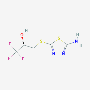 molecular formula C5H6F3N3OS2 B2619449 (2S)-3-[(5-amino-1,3,4-thiadiazol-2-yl)sulfanyl]-1,1,1-trifluoro-2-propanol CAS No. 477762-55-3