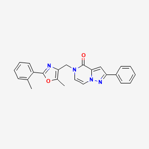 molecular formula C24H20N4O2 B2619481 5-((5-methyl-2-(o-tolyl)oxazol-4-yl)methyl)-2-phenylpyrazolo[1,5-a]pyrazin-4(5H)-one CAS No. 1358253-33-4