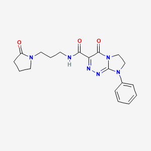 molecular formula C19H22N6O3 B2619506 4-oxo-N-(3-(2-oxopyrrolidin-1-yl)propyl)-8-phenyl-4,6,7,8-tetrahydroimidazo[2,1-c][1,2,4]triazine-3-carboxamide CAS No. 946310-59-4