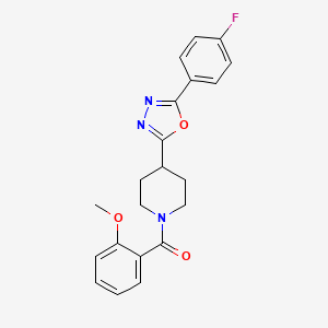 molecular formula C21H20FN3O3 B2619507 (4-(5-(4-Fluorophenyl)-1,3,4-oxadiazol-2-yl)piperidin-1-yl)(2-methoxyphenyl)methanone CAS No. 1170253-63-0