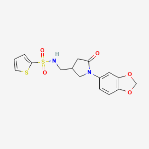 N-((1-(benzo[d][1,3]dioxol-5-yl)-5-oxopyrrolidin-3-yl)methyl)thiophene-2-sulfonamide