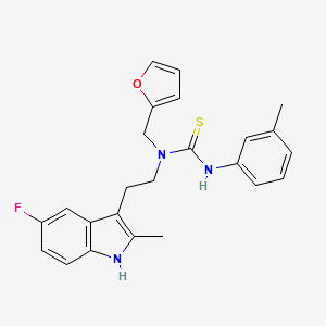 molecular formula C24H24FN3OS B2619509 1-(2-(5-fluoro-2-methyl-1H-indol-3-yl)ethyl)-1-(furan-2-ylmethyl)-3-(m-tolyl)thiourea CAS No. 851970-65-5