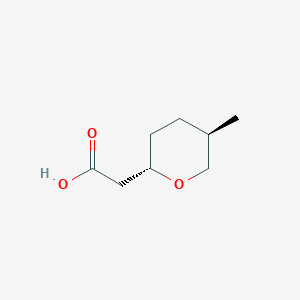 molecular formula C8H14O3 B2619519 2-[(2S,5R)-5-Methyloxan-2-yl]acetic acid CAS No. 2378490-64-1