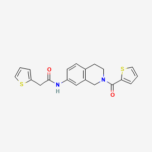 B2619522 2-(thiophen-2-yl)-N-(2-(thiophene-2-carbonyl)-1,2,3,4-tetrahydroisoquinolin-7-yl)acetamide CAS No. 955762-07-9