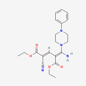 molecular formula C21H26N4O4 B2619523 diethyl (E,4E)-4-[amino-(4-phenylpiperazin-1-yl)methylidene]-2-cyanopent-2-enedioate CAS No. 338396-62-6