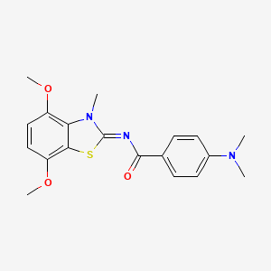 molecular formula C19H21N3O3S B2619526 N-(4,7-dimethoxy-3-methyl-1,3-benzothiazol-2-ylidene)-4-(dimethylamino)benzamide CAS No. 868370-66-5