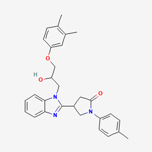 B2619539 4-(1-(3-(3,4-dimethylphenoxy)-2-hydroxypropyl)-1H-benzo[d]imidazol-2-yl)-1-(p-tolyl)pyrrolidin-2-one CAS No. 1111062-74-8