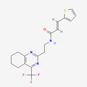 molecular formula C18H18F3N3OS B2619568 (E)-3-(thiophen-2-yl)-N-(2-(4-(trifluoromethyl)-5,6,7,8-tetrahydroquinazolin-2-yl)ethyl)acrylamide CAS No. 1396891-70-5