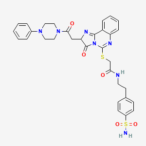 molecular formula C32H33N7O5S2 B2619586 2-({3-oxo-2-[2-oxo-2-(4-phenylpiperazin-1-yl)ethyl]-2H,3H-imidazo[1,2-c]quinazolin-5-yl}sulfanyl)-N-[2-(4-sulfamoylphenyl)ethyl]acetamide CAS No. 1216450-34-8