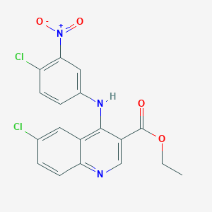 molecular formula C18H13Cl2N3O4 B2619587 Ethyl 6-chloro-4-(4-chloro-3-nitroanilino)-3-quinolinecarboxylate CAS No. 457936-64-0