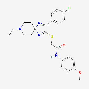 2-((3-(4-chlorophenyl)-8-ethyl-1,4,8-triazaspiro[4.5]deca-1,3-dien-2-yl)thio)-N-(4-methoxyphenyl)acetamide