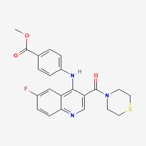 molecular formula C22H20FN3O3S B2619607 Methyl 4-((6-fluoro-3-(thiomorpholine-4-carbonyl)quinolin-4-yl)amino)benzoate CAS No. 1358236-70-0