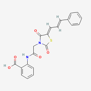 2-(2-((Z)-2,4-dioxo-5-((E)-3-phenylallylidene)thiazolidin-3-yl)acetamido)benzoic acid