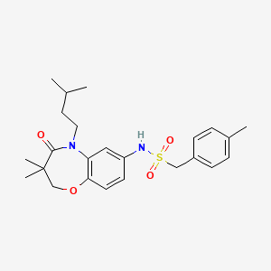 molecular formula C24H32N2O4S B2619620 N-(5-isopentyl-3,3-dimethyl-4-oxo-2,3,4,5-tetrahydrobenzo[b][1,4]oxazepin-7-yl)-1-(p-tolyl)methanesulfonamide CAS No. 921916-87-2