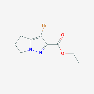 molecular formula C9H11BrN2O2 B2619630 ethyl 3-bromo-4H,5H,6H-pyrrolo[1,2-b]pyrazole-2-carboxylate CAS No. 1251761-05-3