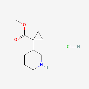 molecular formula C10H18ClNO2 B2619640 Methyl 1-(piperidin-3-yl)cyclopropane-1-carboxylate hydrochloride CAS No. 1909348-55-5