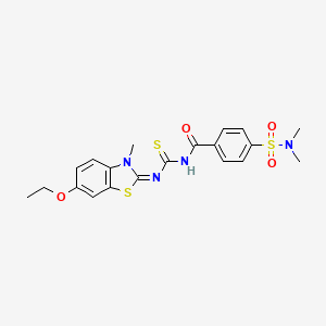 molecular formula C20H22N4O4S3 B2619646 (E)-4-(N,N-dimethylsulfamoyl)-N-((6-ethoxy-3-methylbenzo[d]thiazol-2(3H)-ylidene)carbamothioyl)benzamide CAS No. 477495-80-0