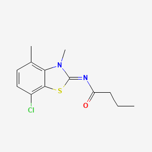 N-(7-chloro-3,4-dimethyl-1,3-benzothiazol-2-ylidene)butanamide