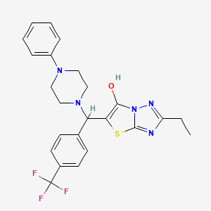 molecular formula C24H24F3N5OS B2619651 2-Ethyl-5-((4-phenylpiperazin-1-yl)(4-(trifluoromethyl)phenyl)methyl)thiazolo[3,2-b][1,2,4]triazol-6-ol CAS No. 886911-95-1