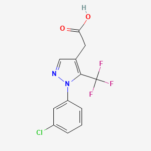 molecular formula C12H8ClF3N2O2 B2619668 2-[1-(3-chlorophenyl)-5-(trifluoromethyl)-1H-pyrazol-4-yl]acetic acid CAS No. 1280538-12-6